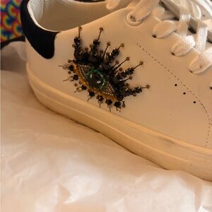Kurt Geiger White Sneakers with Beaded Eye Accent